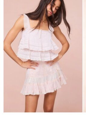 LoveShackFancy NOVALEE TOP IN TEA ROSE PINK XL NWT